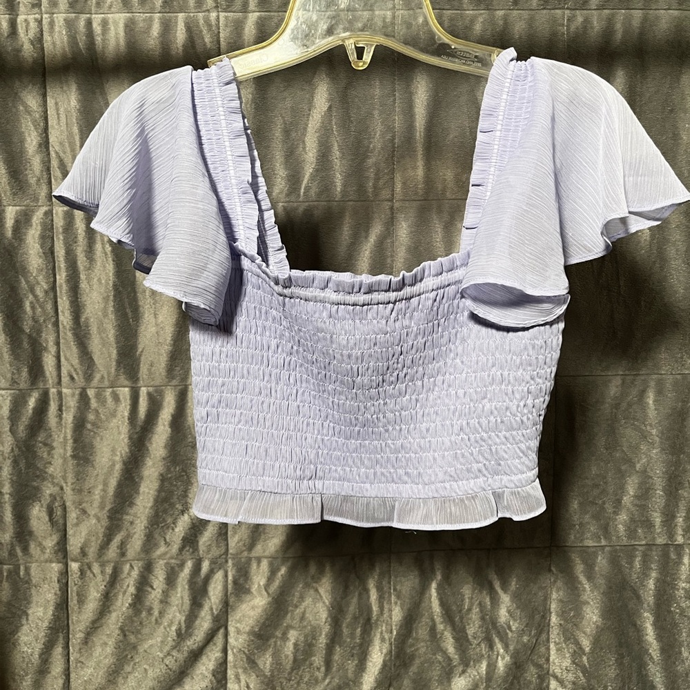 Bar III Light Purple Ruffled Crop Top